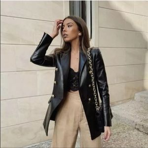 ZARA FAUX LEATHER BLAZER M NWT